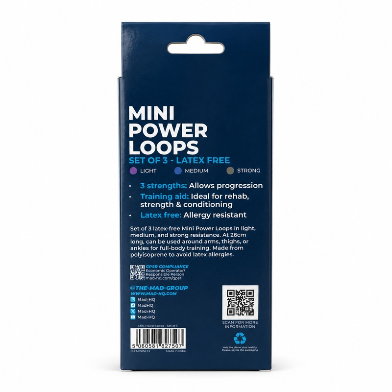 Fitness Mad Mini Power Loops REH030 3 Boxed Back Fitness Mad Mini Power Loops REH030 3 Boxed Back