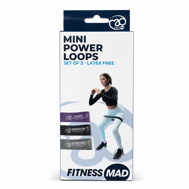 Fitness Mad Mini Power Loops REH030 3 Boxed Front Fitness Mad Mini Power Loops REH030 3 Boxed Front